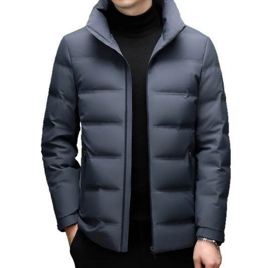 TACTYLON Men’s Warm Down Jacket with Stand Collar – Thick Windproof Zip Winter Coat