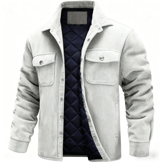 TACTYLON Men’s Corduroy Cotton Padded Jacket – Winter Warm Turn-Down Collar Casual Coat