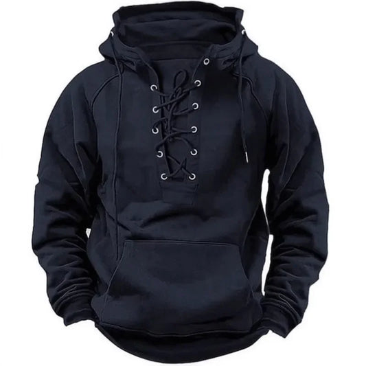 TACTYLON Men’s Hoodie Sweatshirt – Loose Fit Casual Multi-Pocket Leather Patch