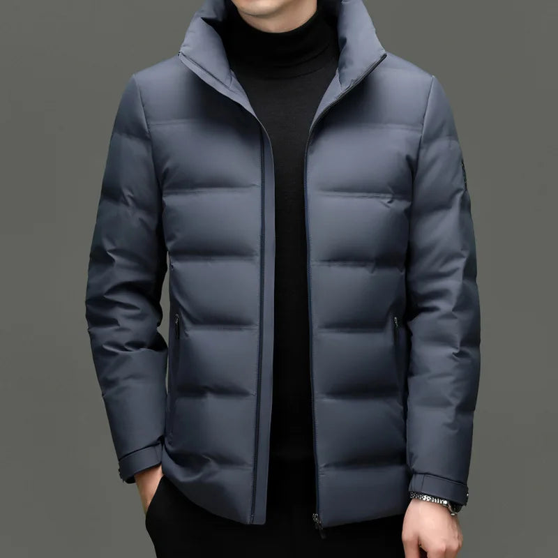 TACTYLON Men’s Warm Down Jacket with Stand Collar – Thick Windproof Zip Winter Coat