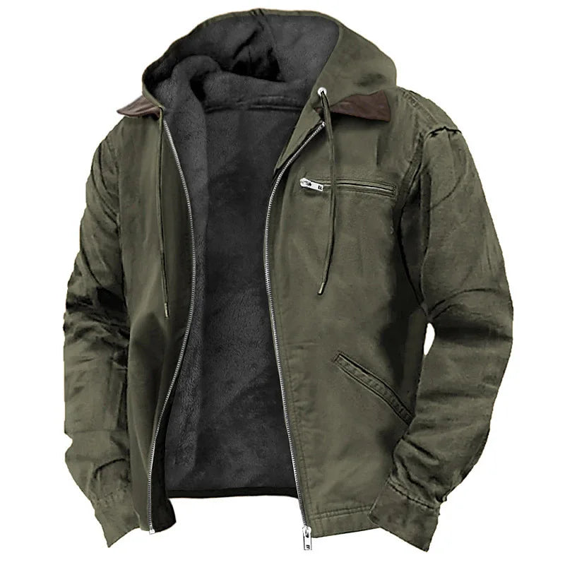 TACTYLON Men’s Plus Size Fleece-Lined Hooded Jacket – Zipper Pocket Casual Coat