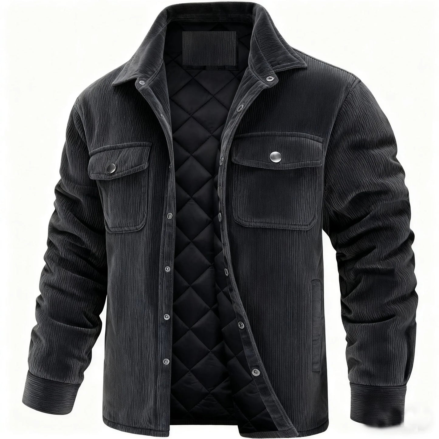 TACTYLON Men’s Corduroy Cotton Padded Jacket – Winter Warm Turn-Down Collar Casual Coat
