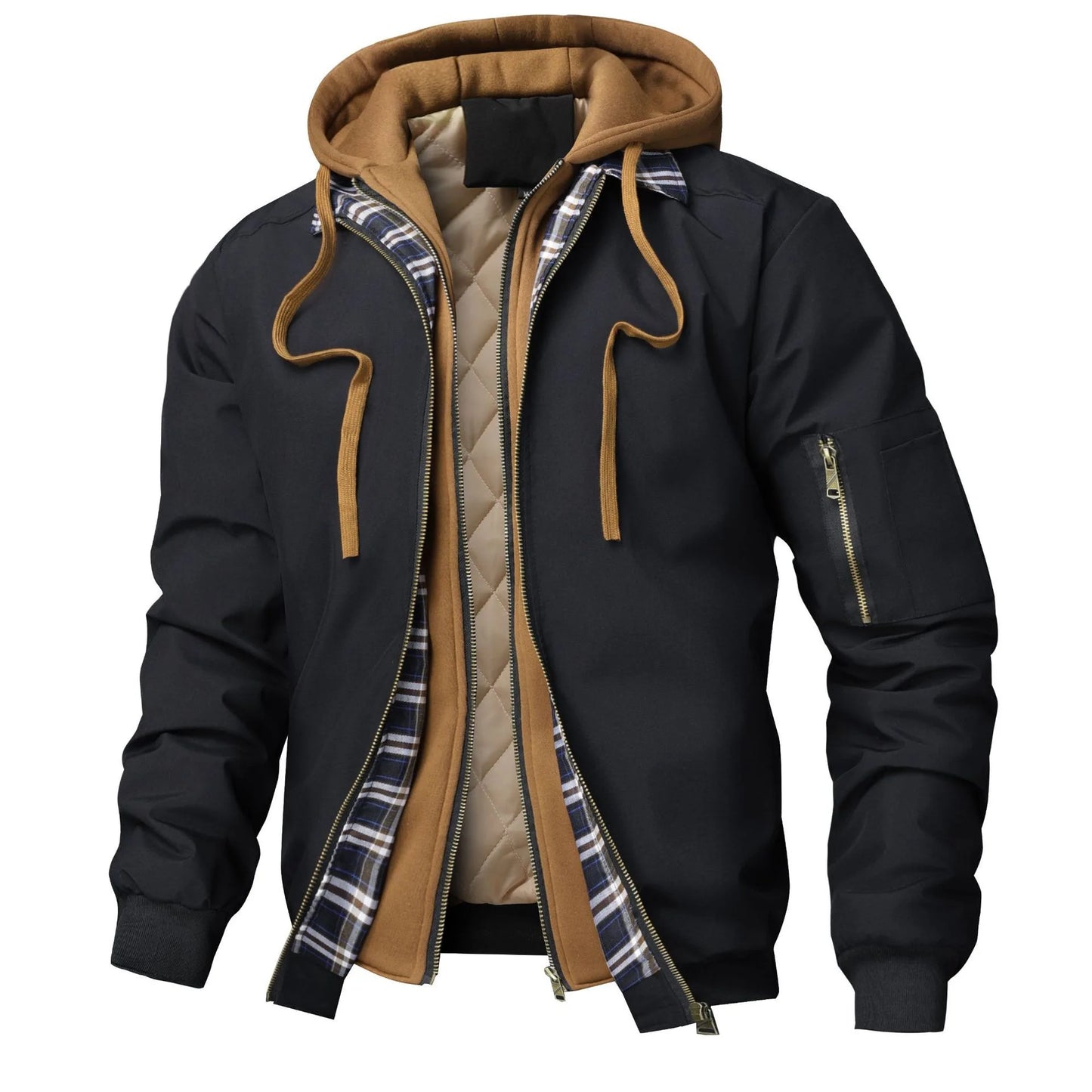 TACTYLON Men’s Cotton Filled Hooded Jacket – Casual Zipper Coat for Spring, Autumn & Winter