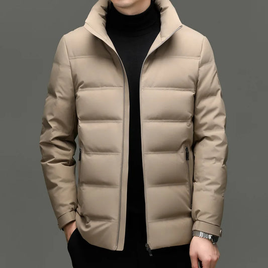 TACTYLON Men’s Warm Down Jacket with Stand Collar – Thick Windproof Zip Winter Coat