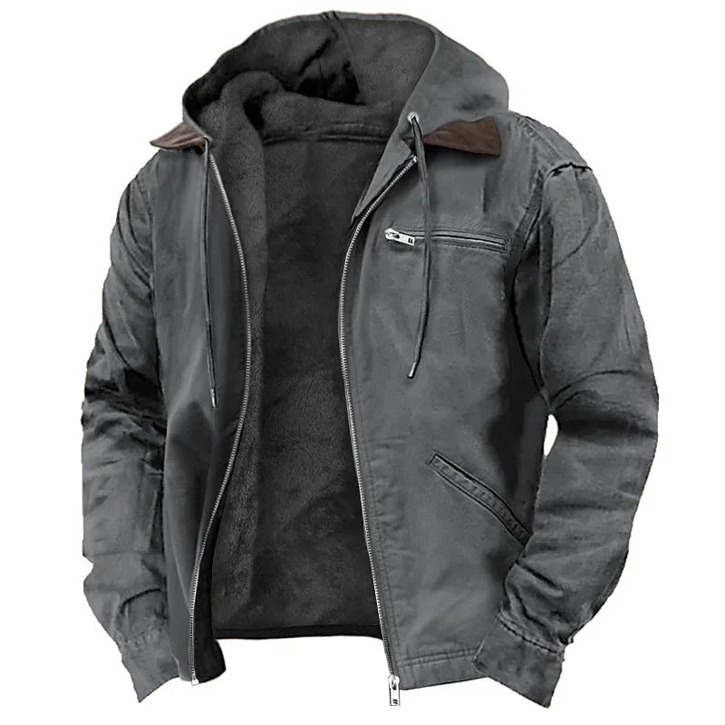 TACTYLON Men’s Plus Size Fleece-Lined Hooded Jacket – Zipper Pocket Casual Coat