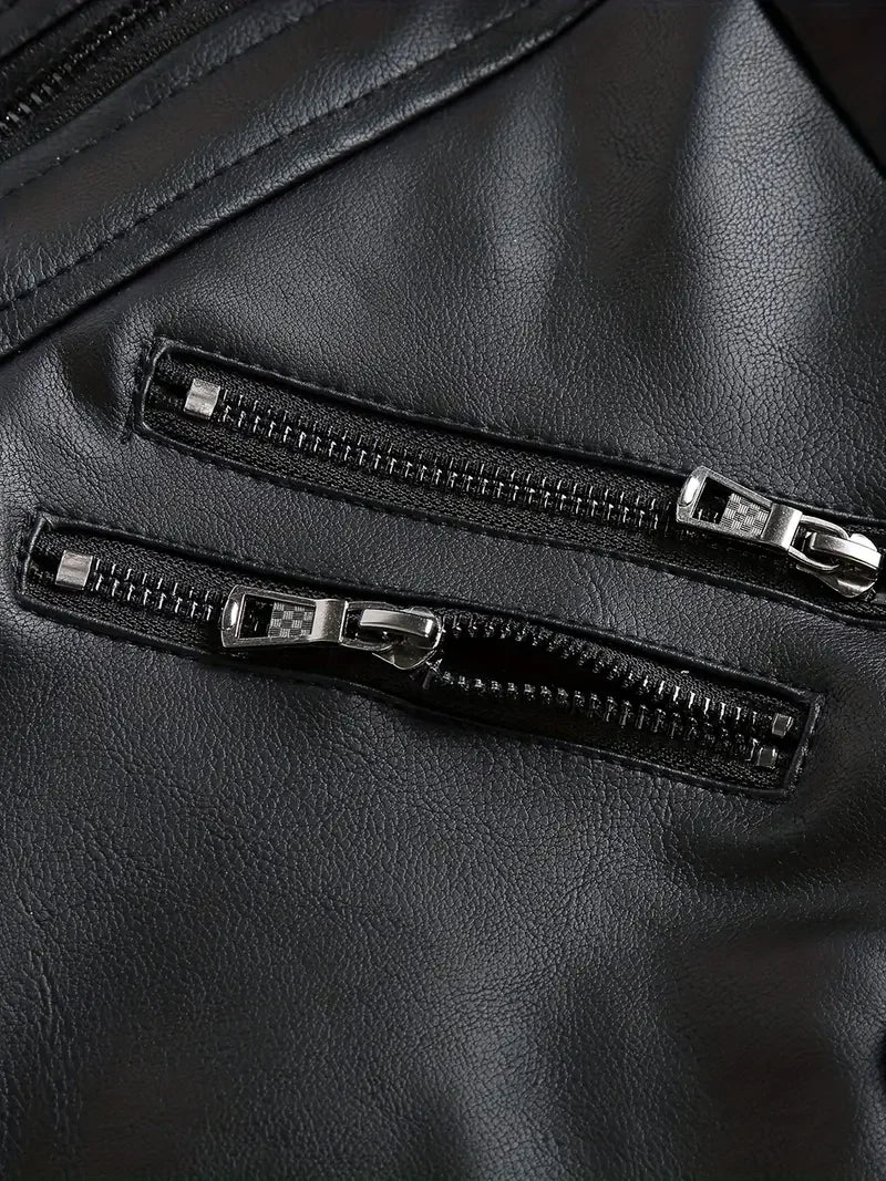 TACTYLON Men’s Slim Fit Motorcycle Leather Jacket – Casual PU Anti-Wind Coat