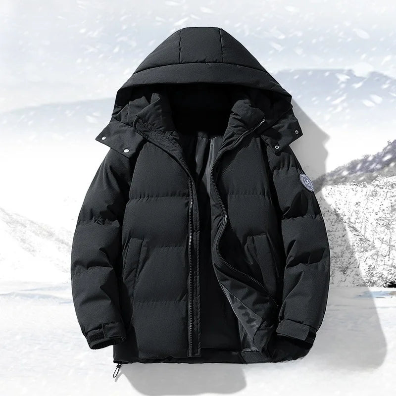 TACTYLON Men’s Winter Thickened Cotton Jacket – Removable Hood Street Style Casual Coat