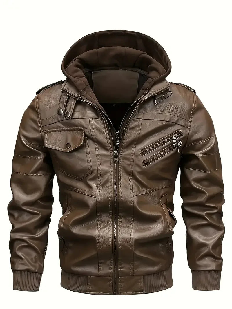 TACTYLON Men’s Slim Fit Motorcycle Leather Jacket – Casual PU Anti-Wind Coat