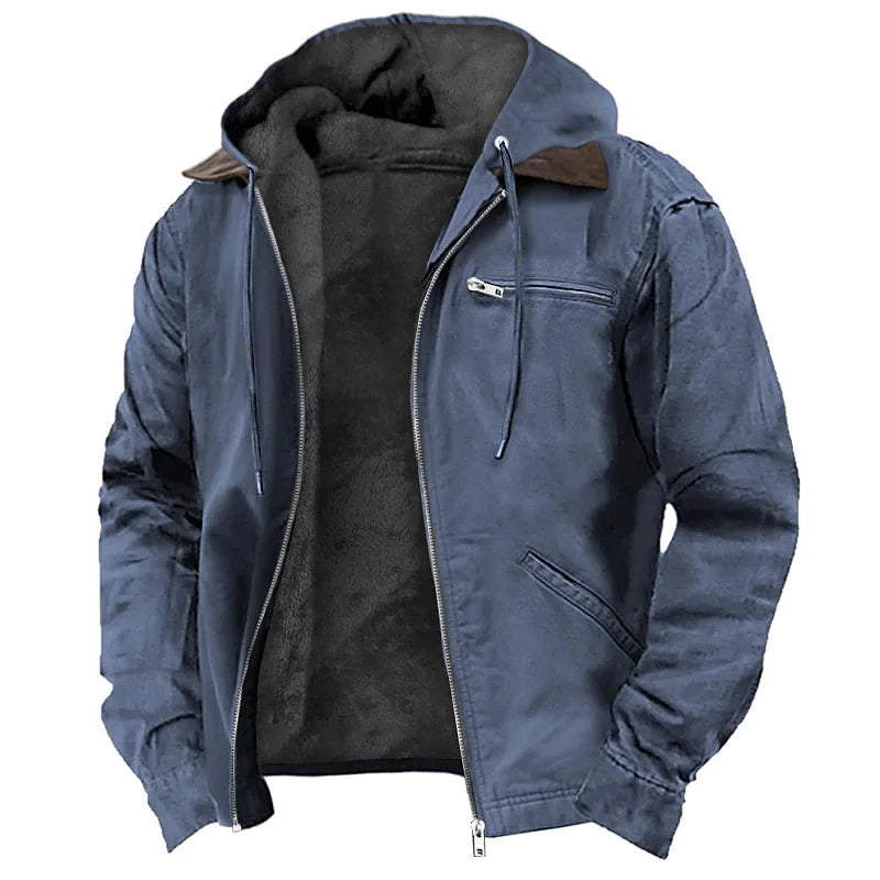 TACTYLON Men’s Plus Size Fleece-Lined Hooded Jacket – Zipper Pocket Casual Coat