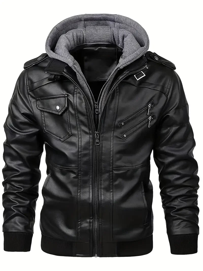 TACTYLON Men’s Slim Fit Motorcycle Leather Jacket – Casual PU Anti-Wind Coat