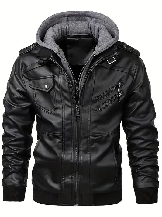 TACTYLON Men’s Slim Fit Motorcycle Leather Jacket – Casual PU Anti-Wind Coat