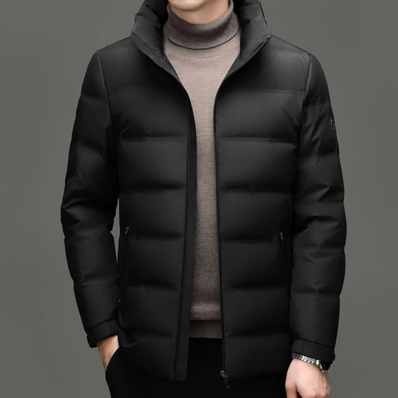 TACTYLON Men’s Warm Down Jacket with Stand Collar – Thick Windproof Zip Winter Coat