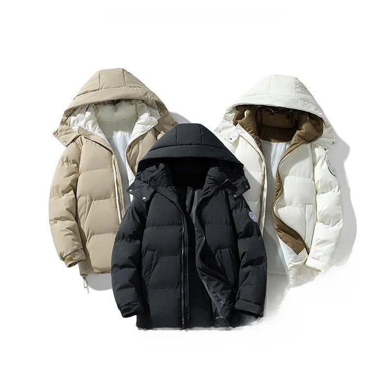 TACTYLON Men’s Winter Thickened Cotton Jacket – Removable Hood Street Style Casual Coat