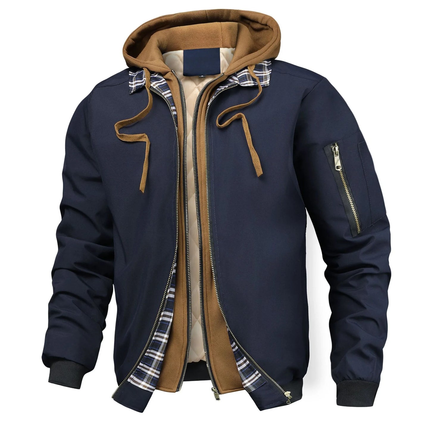 TACTYLON Men’s Cotton Filled Hooded Jacket – Casual Zipper Coat for Spring, Autumn & Winter