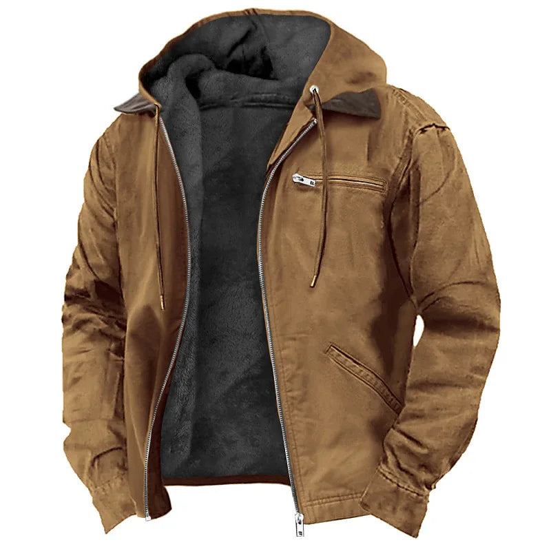 TACTYLON Men’s Plus Size Fleece-Lined Hooded Jacket – Zipper Pocket Casual Coat