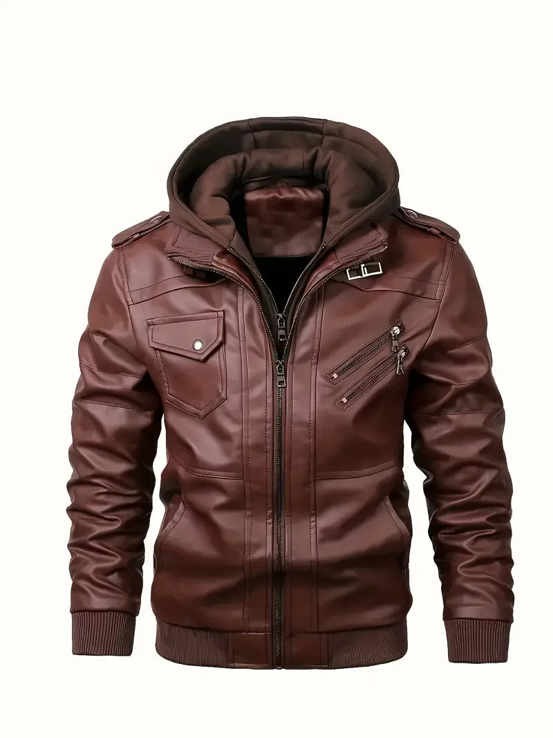 TACTYLON Men’s Slim Fit Motorcycle Leather Jacket – Casual PU Anti-Wind Coat