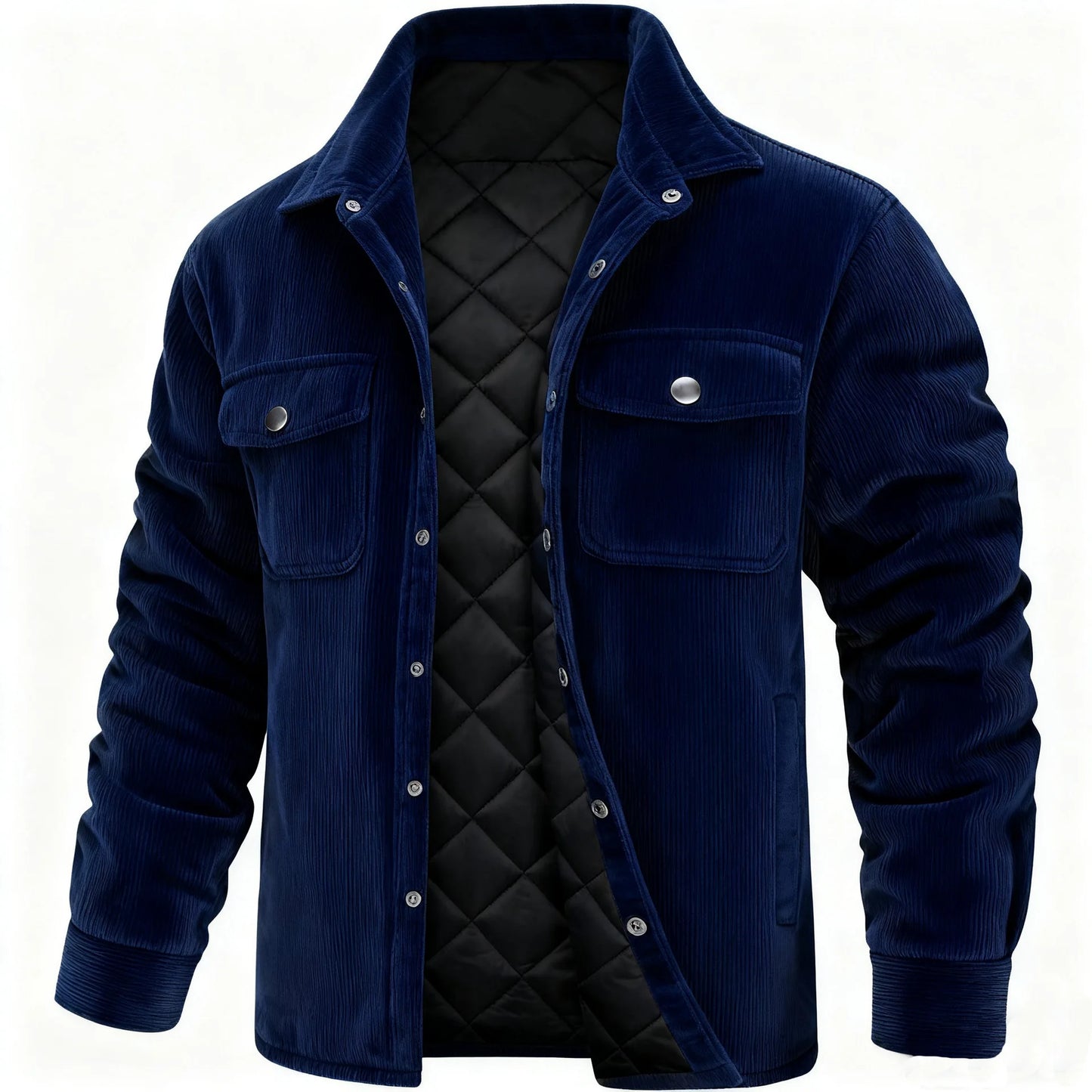 TACTYLON Men’s Corduroy Cotton Padded Jacket – Winter Warm Turn-Down Collar Casual Coat