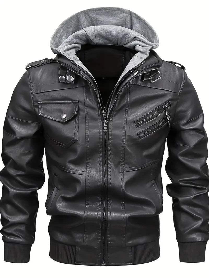 TACTYLON Men’s Slim Fit Motorcycle Leather Jacket – Casual PU Anti-Wind Coat