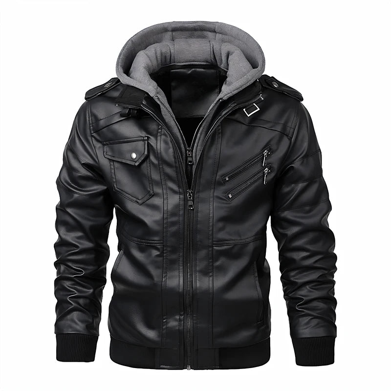 TACTYLON Men’s Slim Fit Motorcycle Leather Jacket – Casual PU Anti-Wind Coat