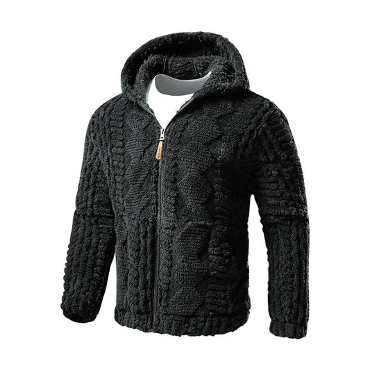 TACTYLON Men’s Winter Wool Hooded Jacket – Warm Plush Zip-Up Casual Streetwear Coat