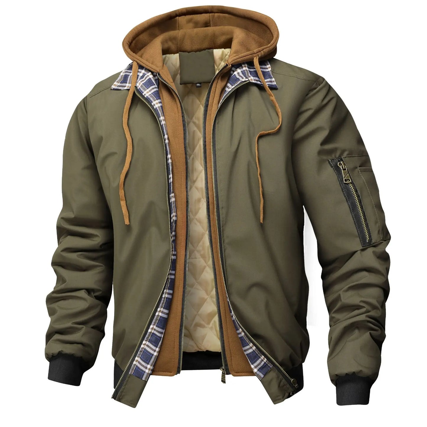 TACTYLON Men’s Cotton Filled Hooded Jacket – Casual Zipper Coat for Spring, Autumn & Winter