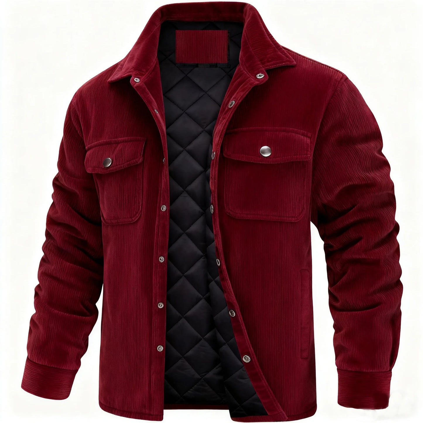 TACTYLON Men’s Corduroy Cotton Padded Jacket – Winter Warm Turn-Down Collar Casual Coat
