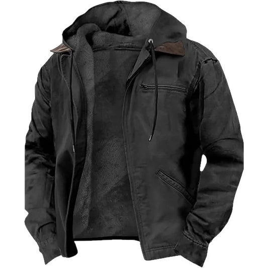 TACTYLON Men’s Plus Size Fleece-Lined Hooded Jacket – Zipper Pocket Casual Coat